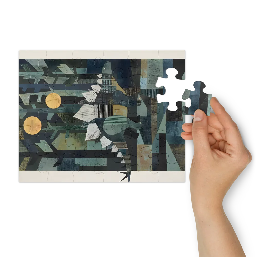 Stegosaurus in the Pines 
 Jigsaw Puzzle in Tin Box