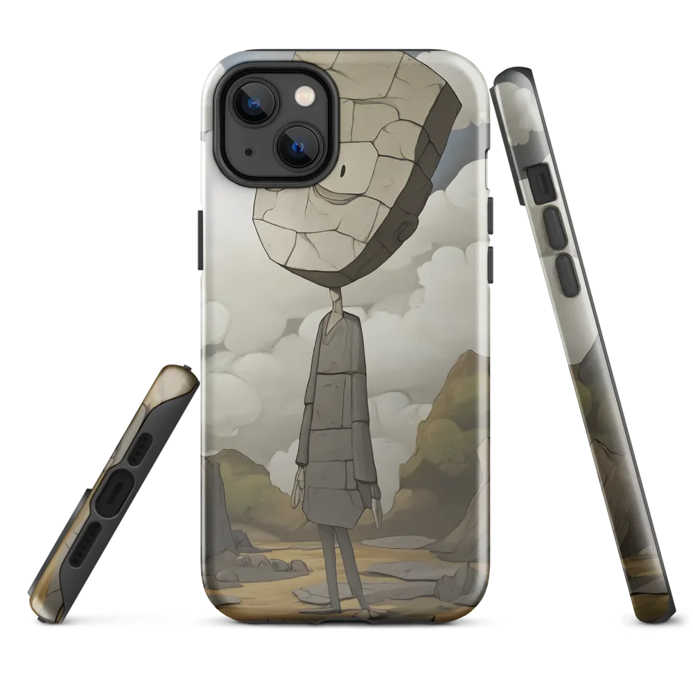 Whimsical Stone Figure in a Rocky Landscape | Phone Case |  14 Plus | Tough Case | Glossy