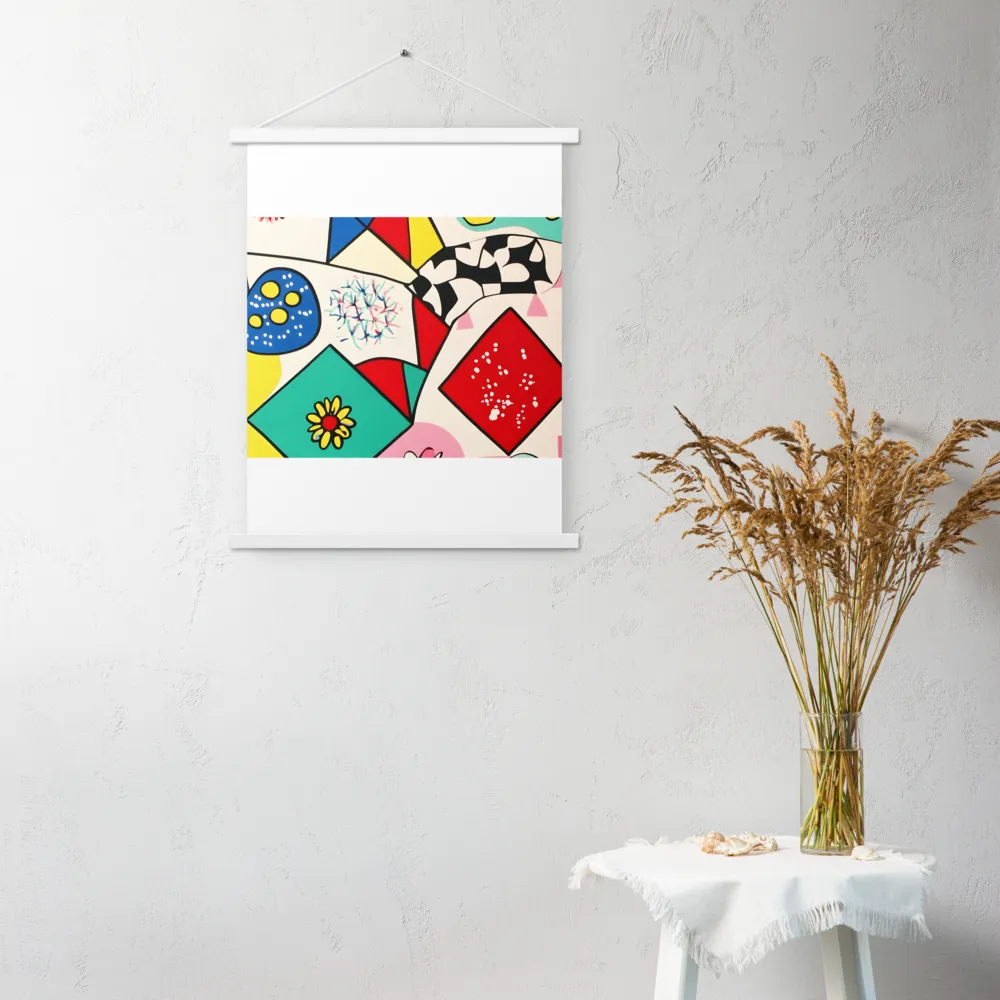 Joyful Geometry: A Playful Dance of Shapes and Colors | Poster With White Wood Hanger | 18″×24″