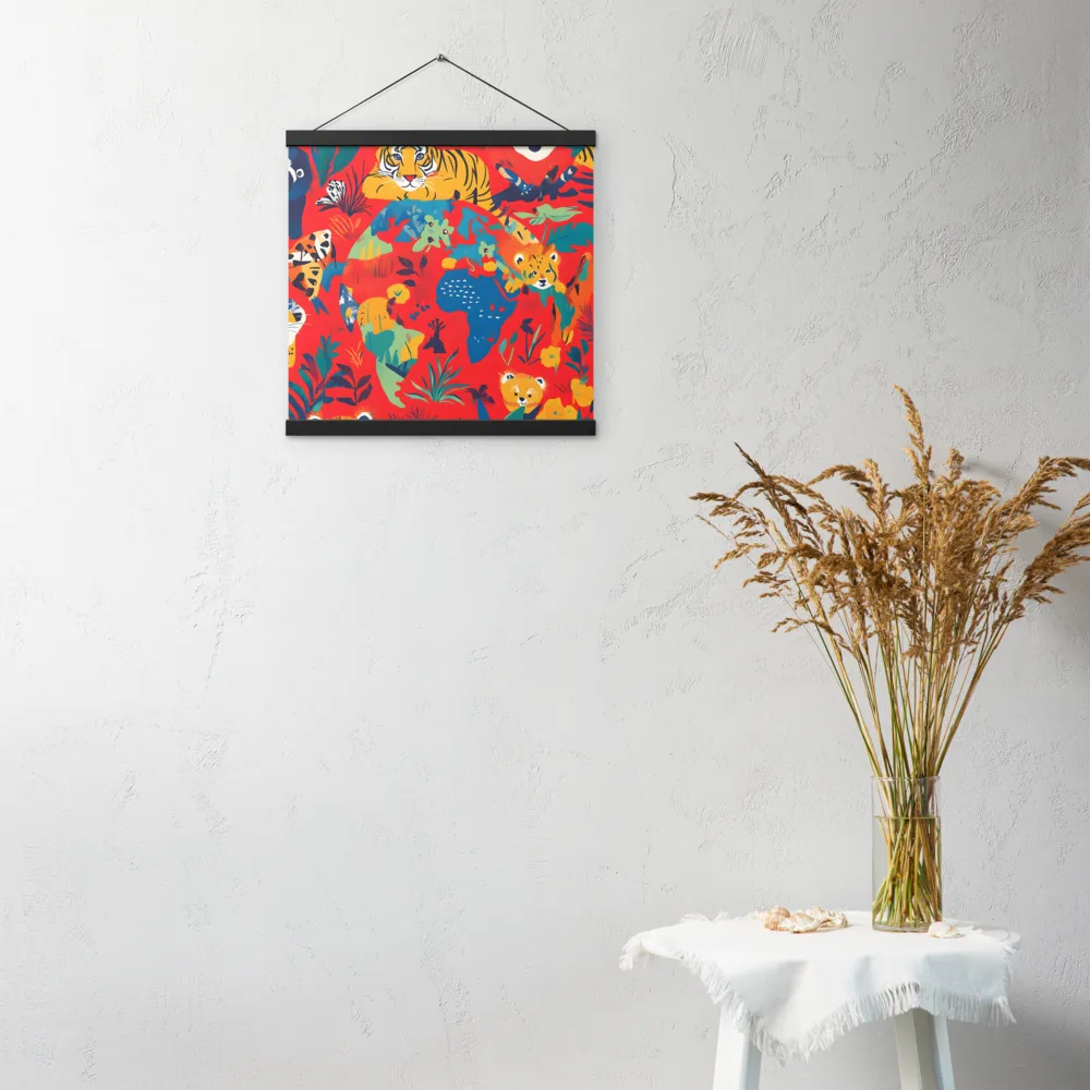 Wild Wonders of the Globe | Poster With Black Wood Hanger | 16″×16″