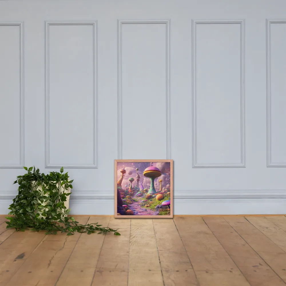 Whimsical Worlds: A Journey Through Fantasy | Poster with Red oak Frame | 16″×16″