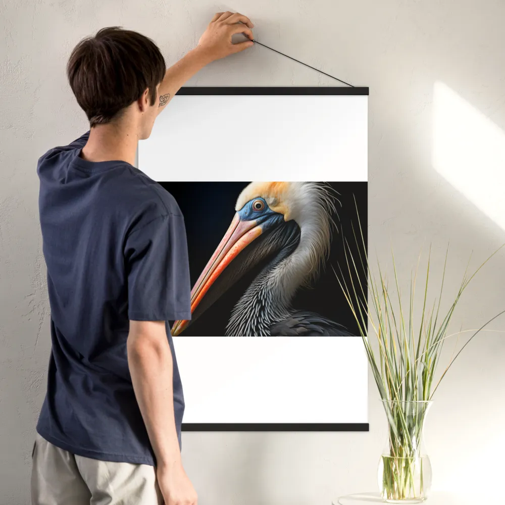 Majestic Portrait of a Pelican | Poster With Black Wood Hanger | 24″×36″