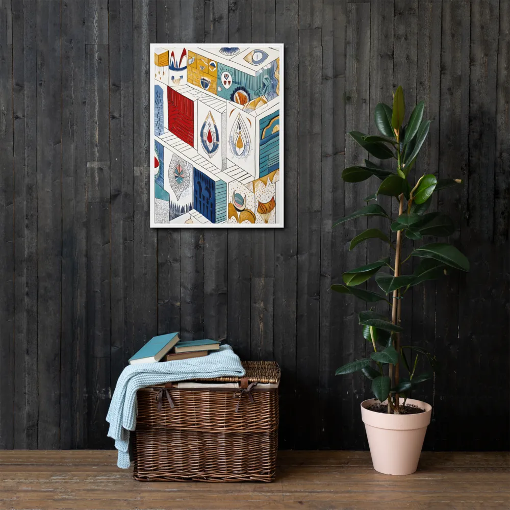 Symphony of Geometric Harmony | Canvas with White Frame | 20″×28″