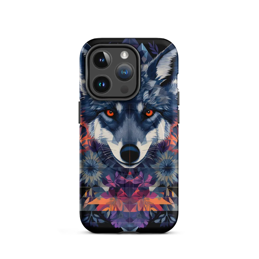 Mystical Wolf Amidst Floral Geometry