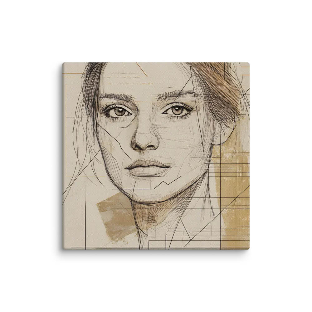 Geometric Elegance: A Modern Portrait | Canvas | 8″×8″