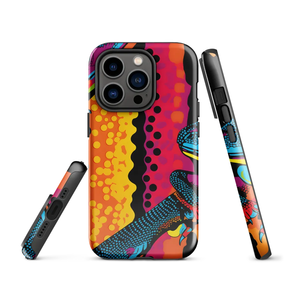 Colorful Encounters: The Playful Geckos | Phone Case |  14 Pro | Tough Case | Glossy
