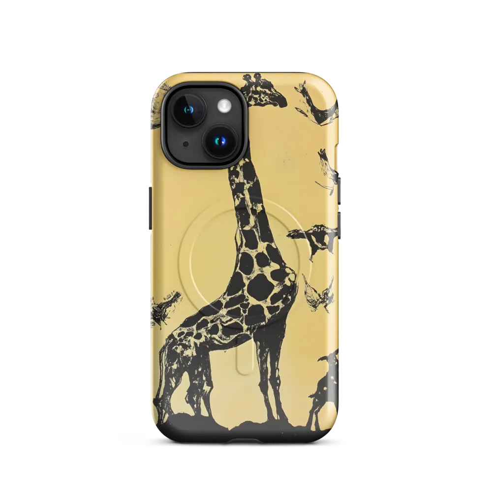 Whimsical Harmony of Giraffe and Birds