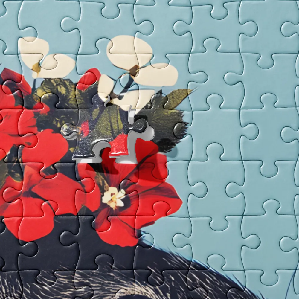 Whimsical Flora: A Mouse's Floral Crown | Jigsaw Puzzle | 520 pieces