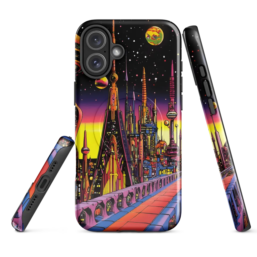 Futuristic Cosmos: A Journey Through Neon Cities | Phone Case |  16 Plus | MagSafe® Tough Case | Glossy