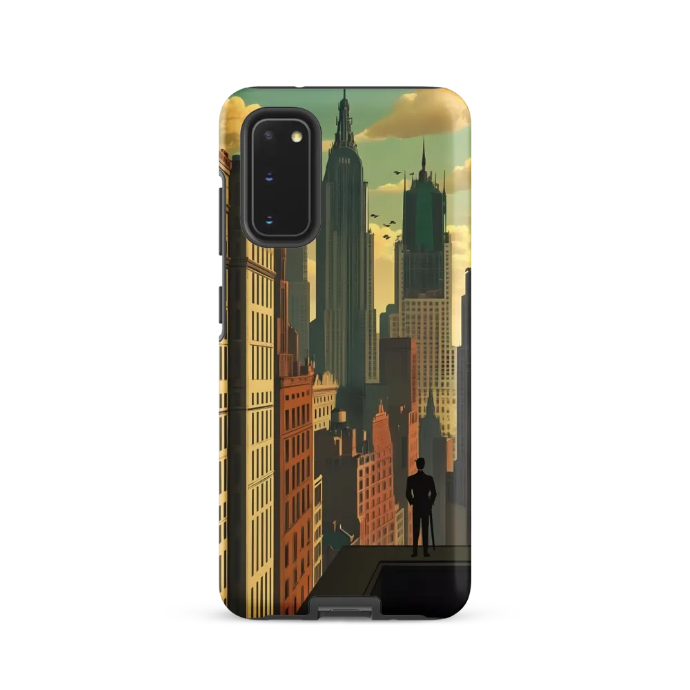 Urban Dreams: A Silhouette in Art Deco Cityscape
