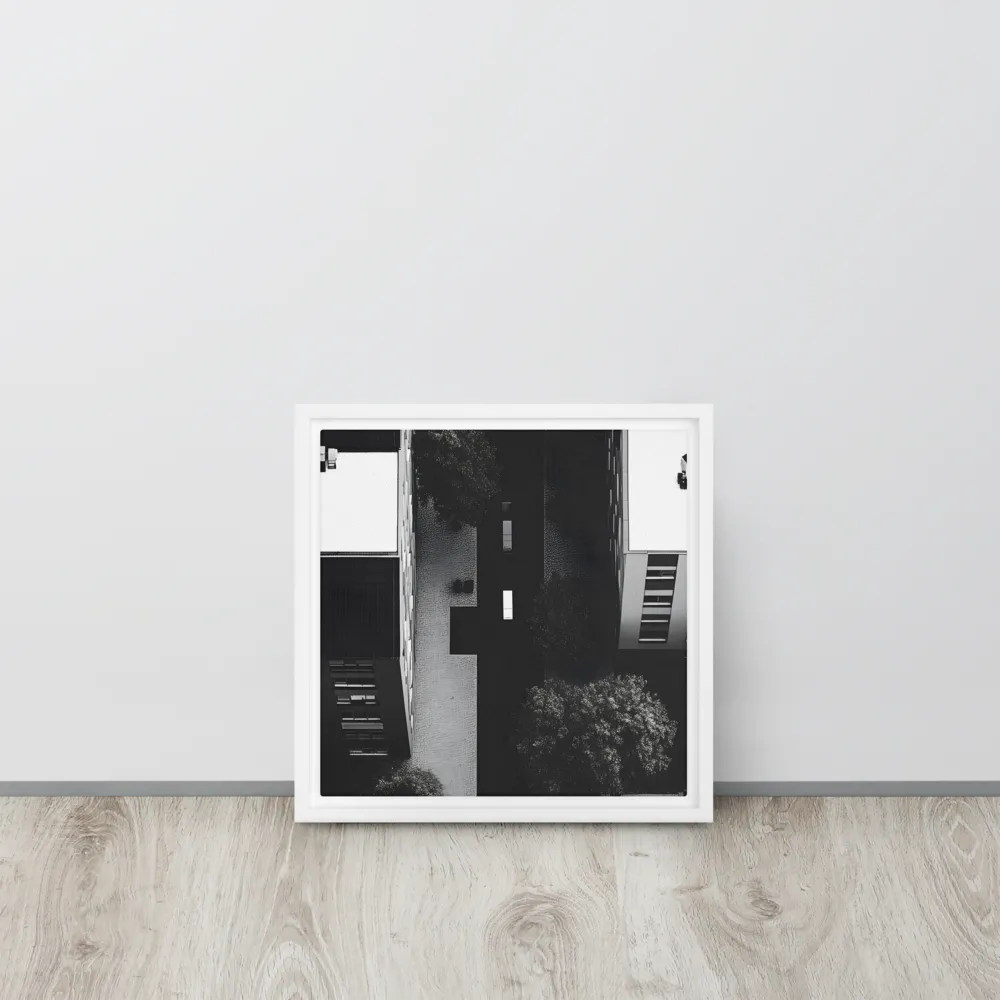 Urban Serenity from Above | Canvas with White Frame | 12″×12″