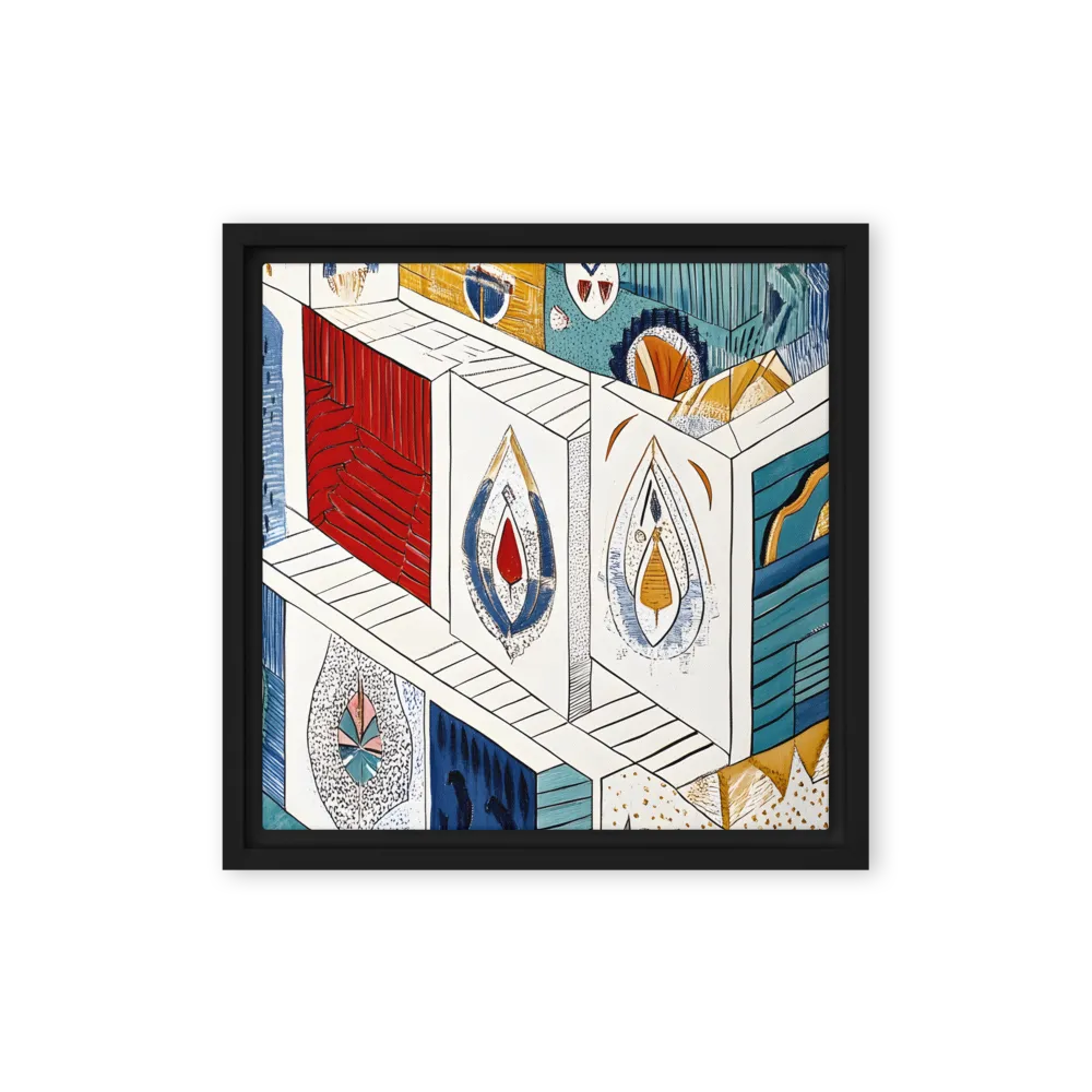 Symphony of Geometric Harmony | Canvas with Black Frame | 12″×12″