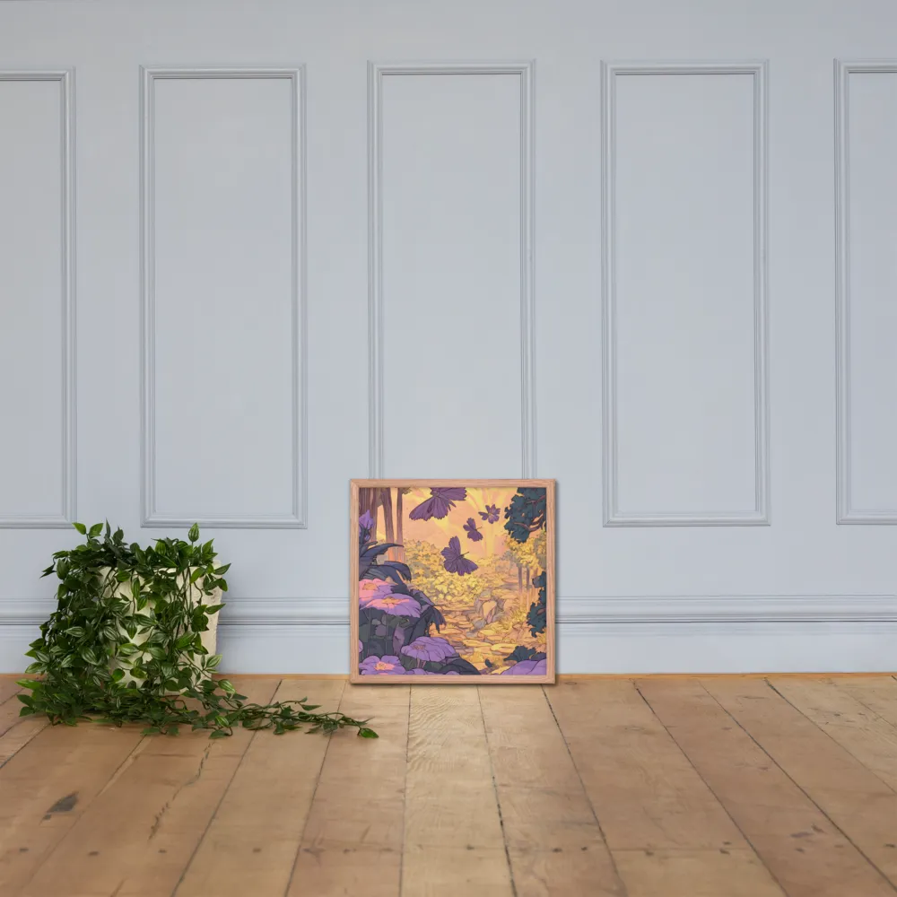 A Serene Dance of Butterflies | Poster with Red oak Frame | 18″×18″