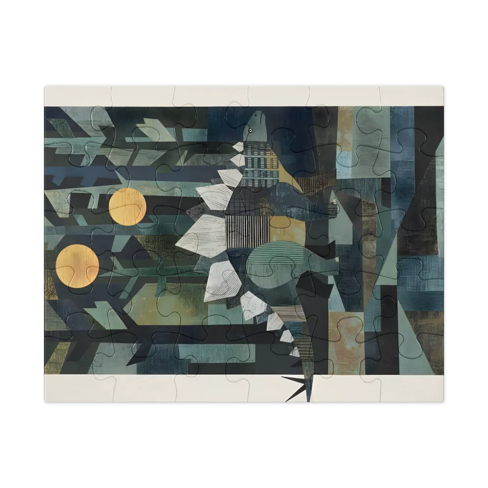 Stegosaurus in the Pines 
 Jigsaw Puzzle in Tin Box