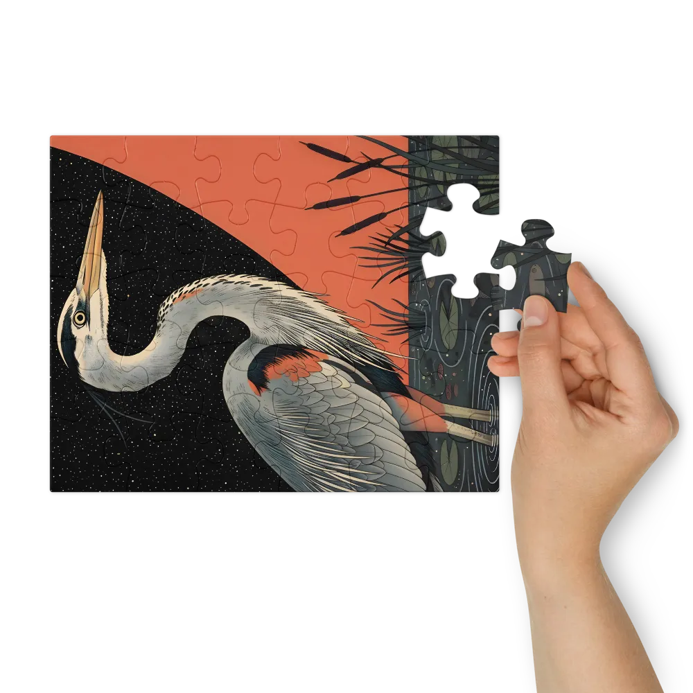 Starlit Heron 
 Jigsaw Puzzle in Tin Box