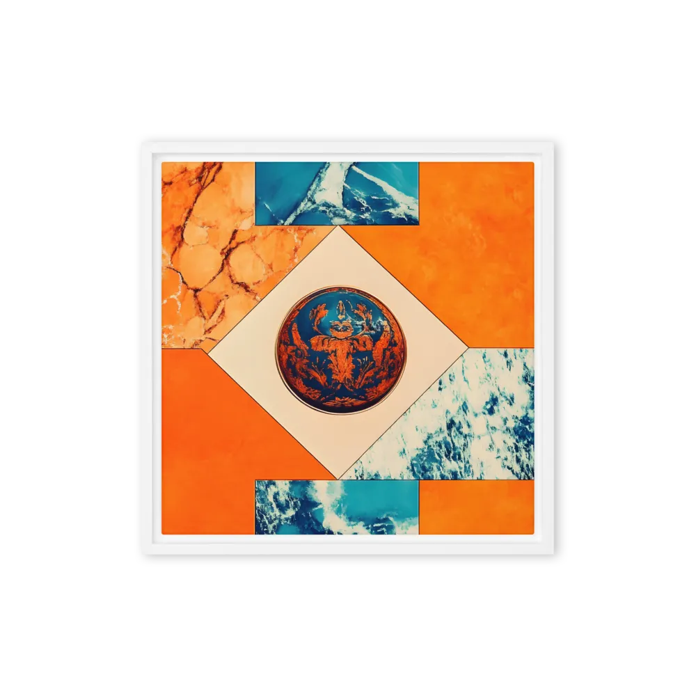Harmonious Encounters: Abstract Geometry | Canvas with White Frame | 16″×16″