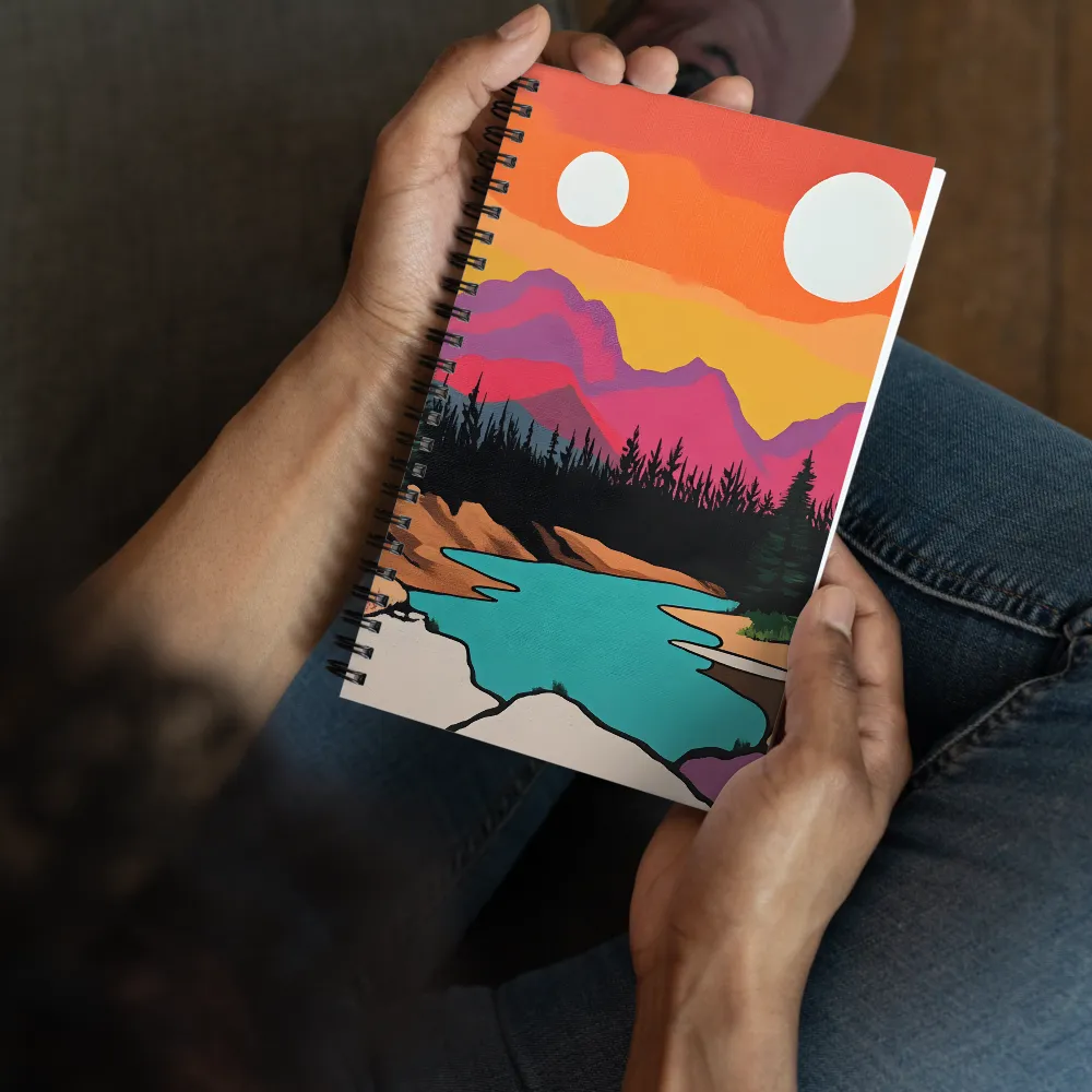 Dual Suns Over Serene Waters | Spiral Notebook