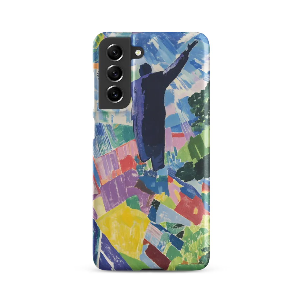 Elysium: A Soaring Figure Amidst Colorful Landscapes | Phone Case |  S21 FE | Snap Case | Matte