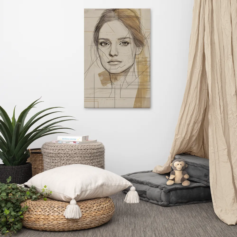Geometric Elegance: A Modern Portrait | Canvas | 24″×36″