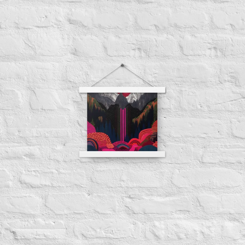 Ethereal Cascade: A Surreal Landscape | Poster With White Wood Hanger | 10″×10″