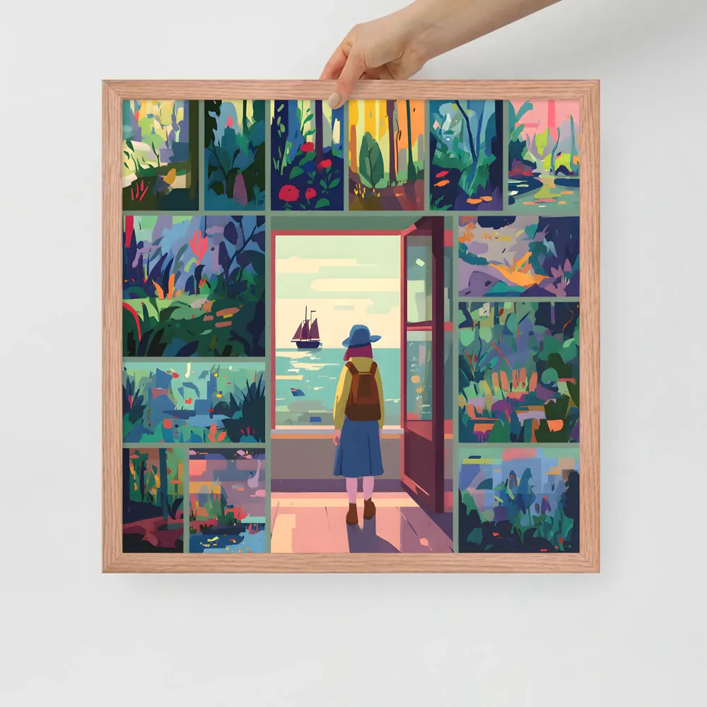 Doorway to the Sea 
 Poster with Red oak Frame | 18″x 18″