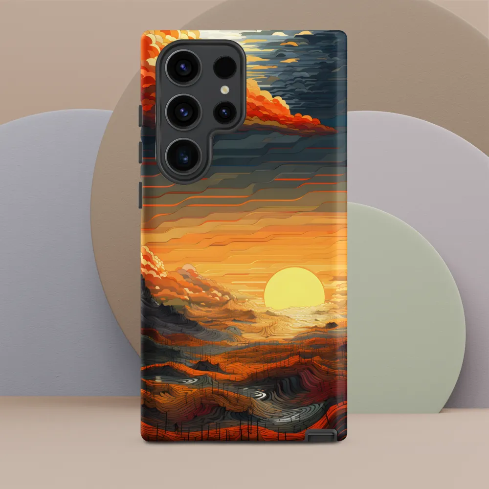 Ethereal Sunset: A Serene Landscape in Flowing Forms | Phone Case |  S23 Ultra | Tough Case | Matte