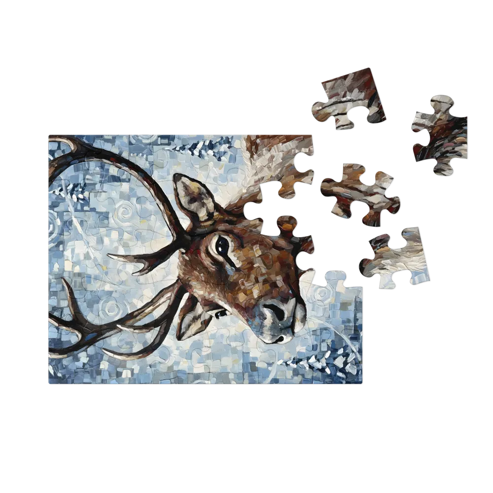 Winter Reindeer Portrait 
 Jigsaw Puzzle in Tin Box