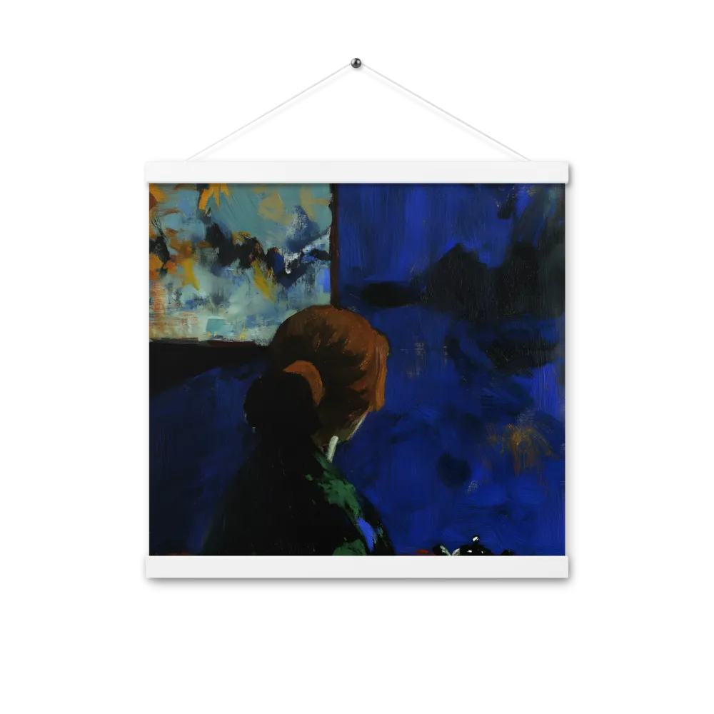 Contemplation Under the Night Sky | Poster With White Wood Hanger | 16″×16″
