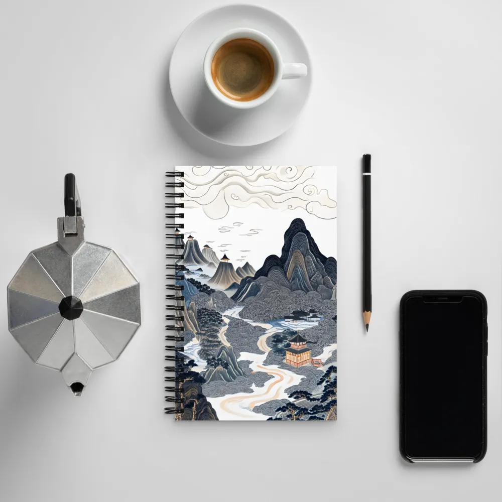 Harmony of Mountains and Temples | Spiral Notebook