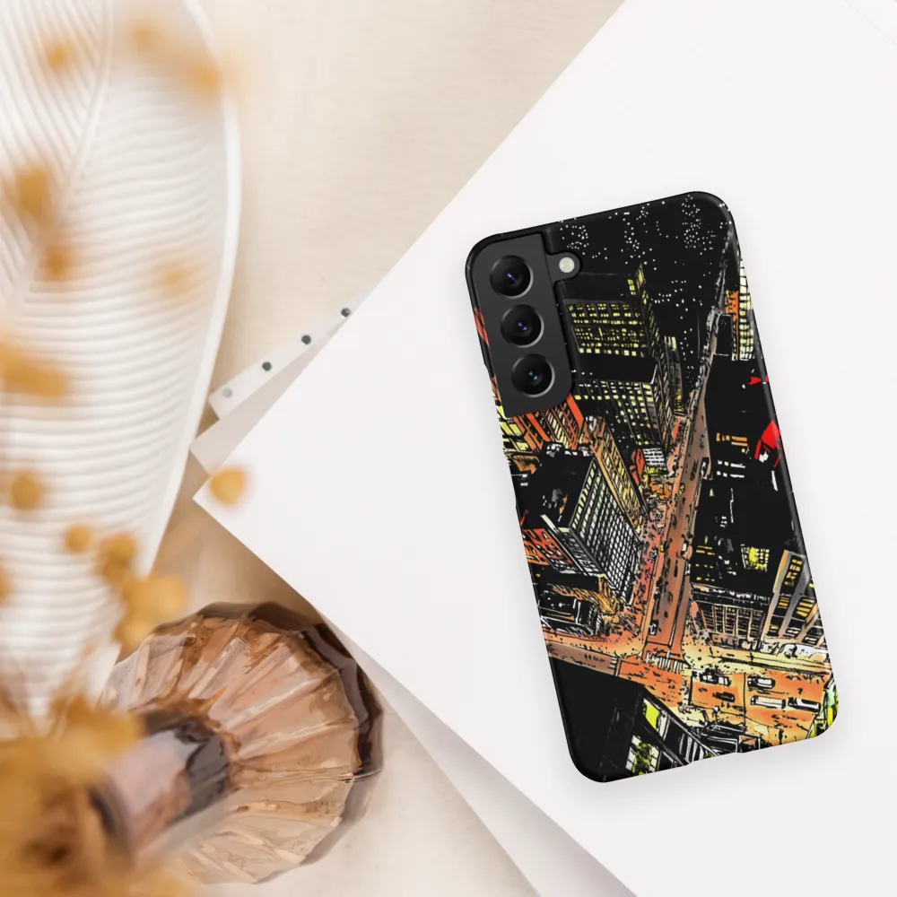 Urban Nightscape: A Bird's-eye View | Phone Case |  S22 Plus | Snap Case | Matte