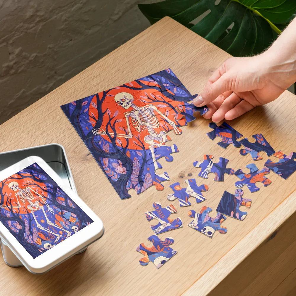 Moonlit Skeleton 
 Jigsaw Puzzle in Tin Box