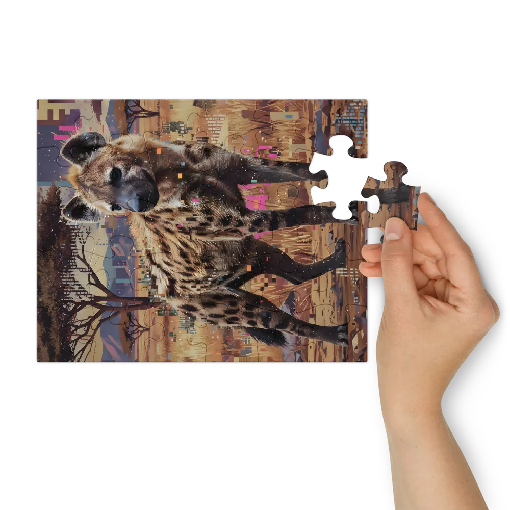 Glitched Hyena 
 Jigsaw Puzzle in Tin Box