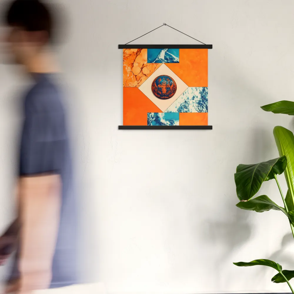 Harmonious Encounters: Abstract Geometry | Poster With Black Wood Hanger | 18″×18″