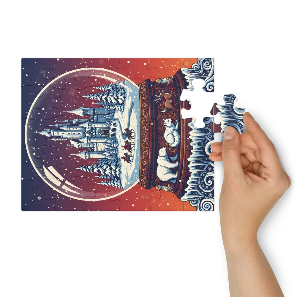 Castle in a Snow Globe 
 Jigsaw Puzzle in Tin Box