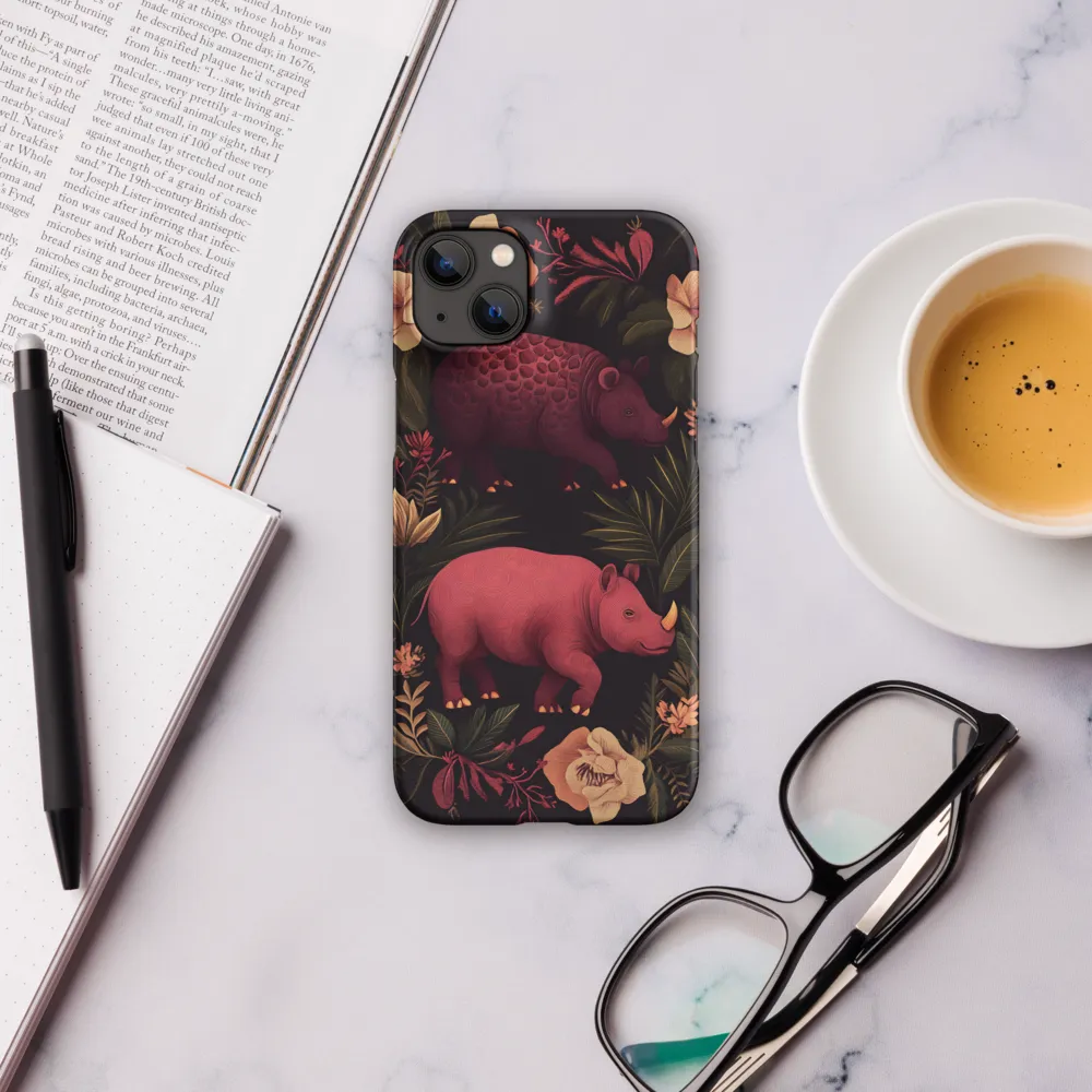 Rhinos in Floral Embrace