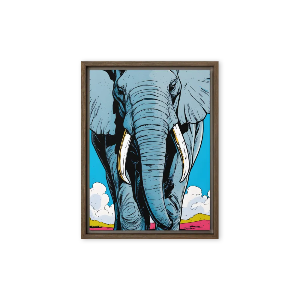Majestic Presence: The Elephant | Canvas with Brown Frame | 9″×12″