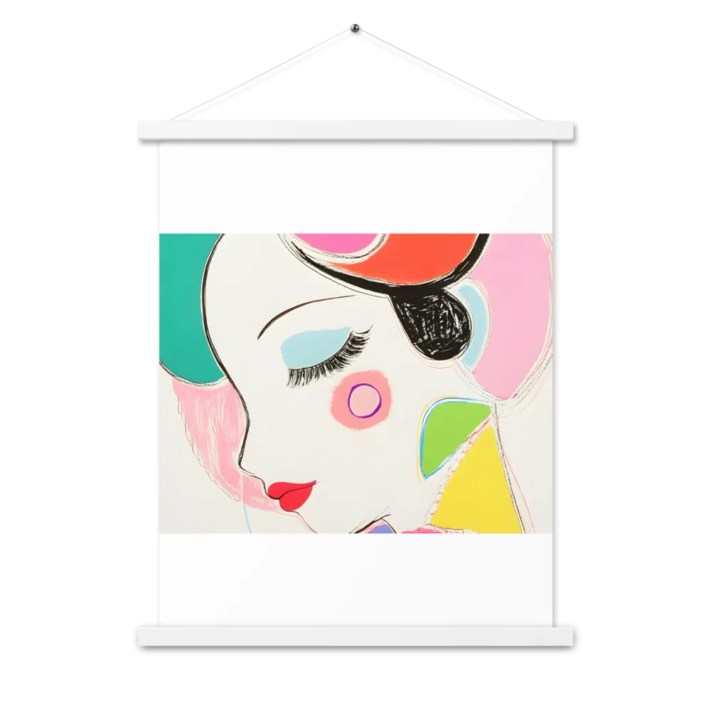 Whimsical Portrait in Colorful Abstraction | Poster With White Wood Hanger | 18″×24″