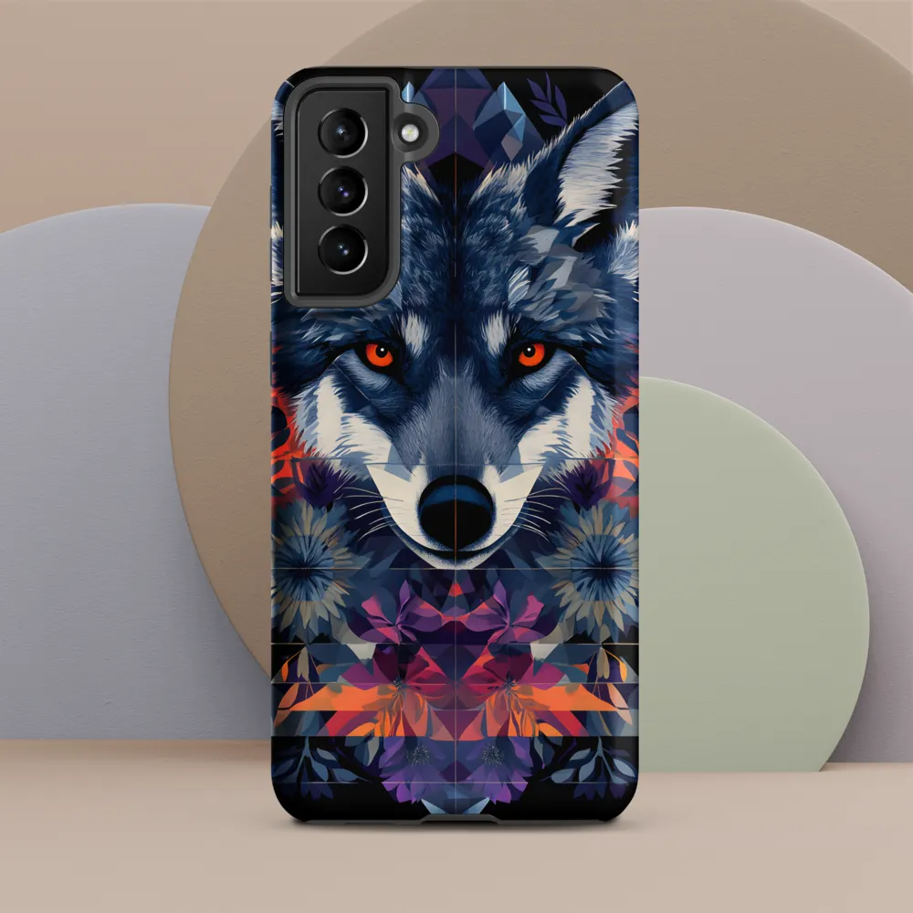 Mystical Wolf Amidst Floral Geometry