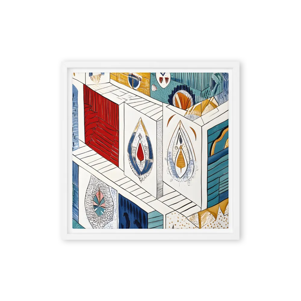 Symphony of Geometric Harmony | Canvas with White Frame | 12″×12″
