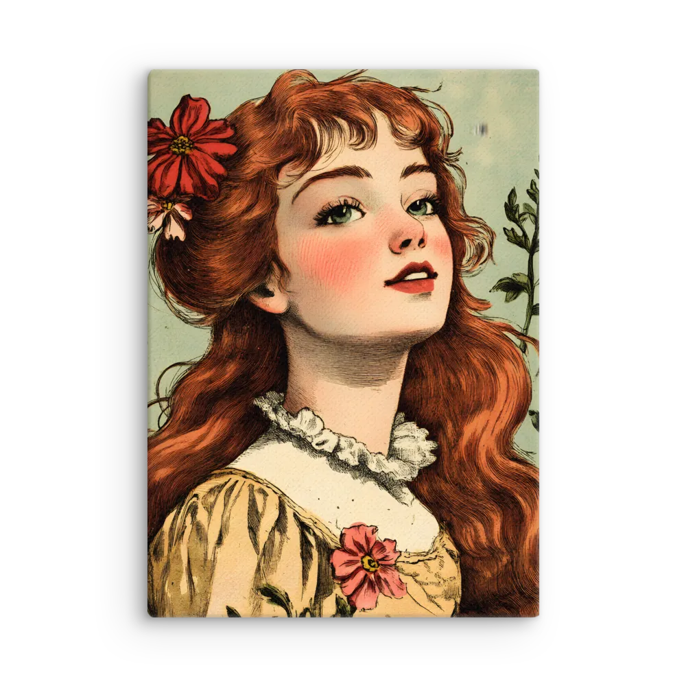 Whimsical Portrait of a Flower-Adorned Girl | Art Print