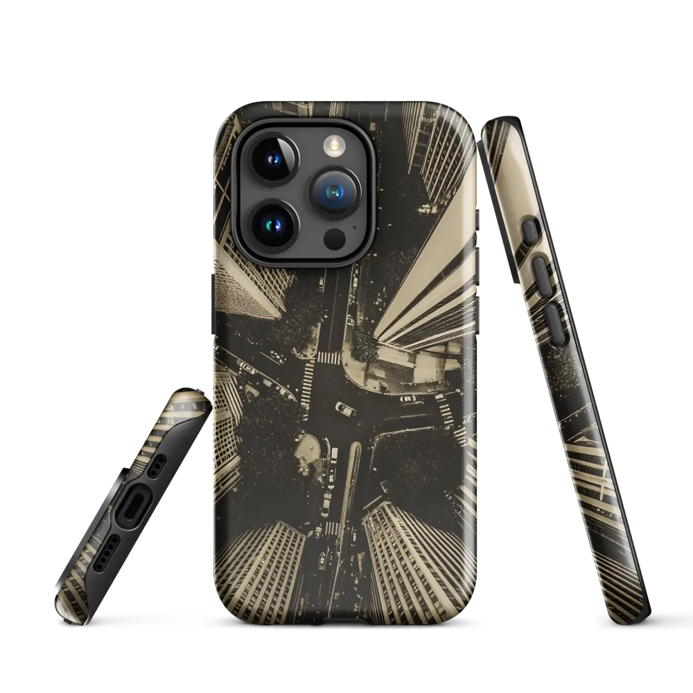 Urban Symphony: Aerial Perspective of City Life | Phone Case |  15 Pro | Tough Case | Glossy