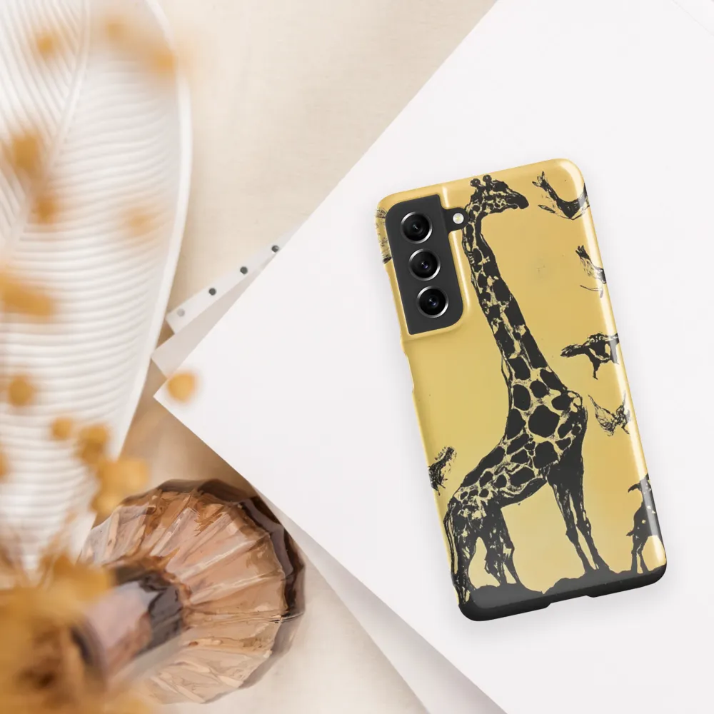 Whimsical Harmony of Giraffe and Birds