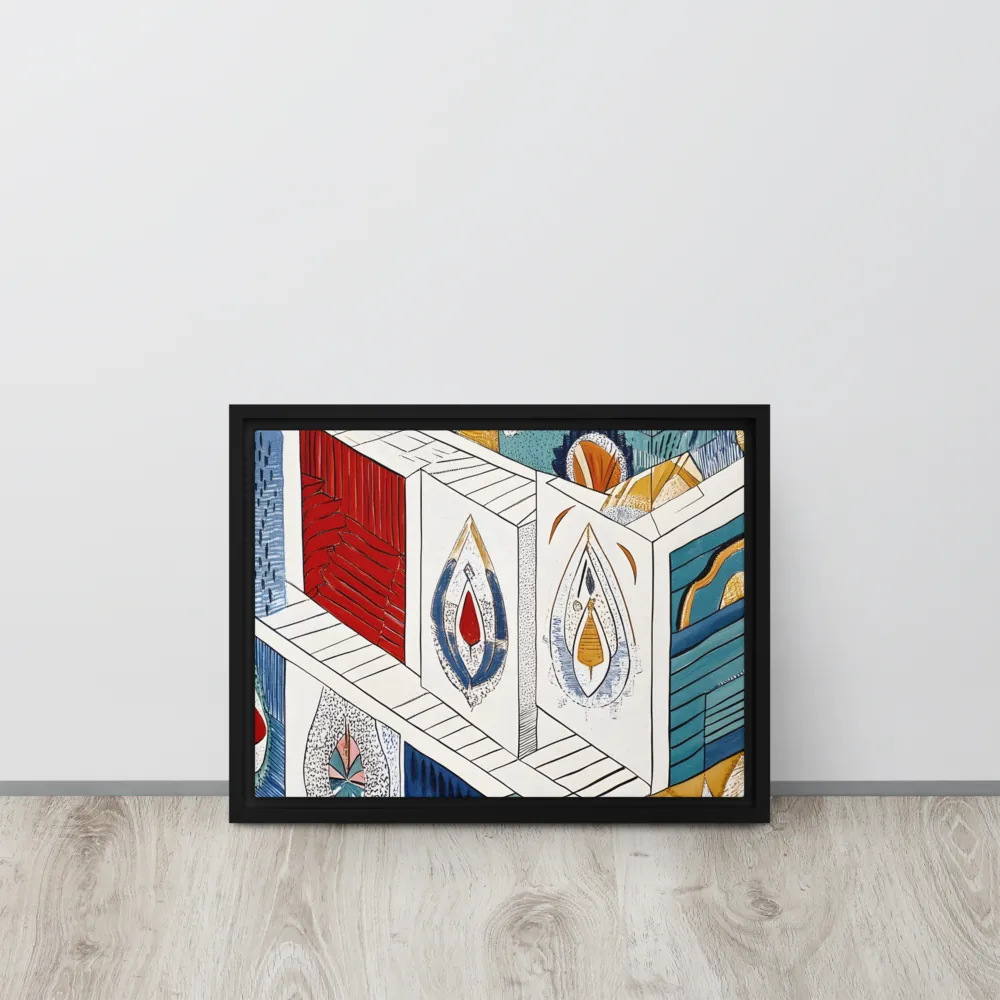 Symphony of Geometric Harmony | Canvas with Black Frame | 12″×16″