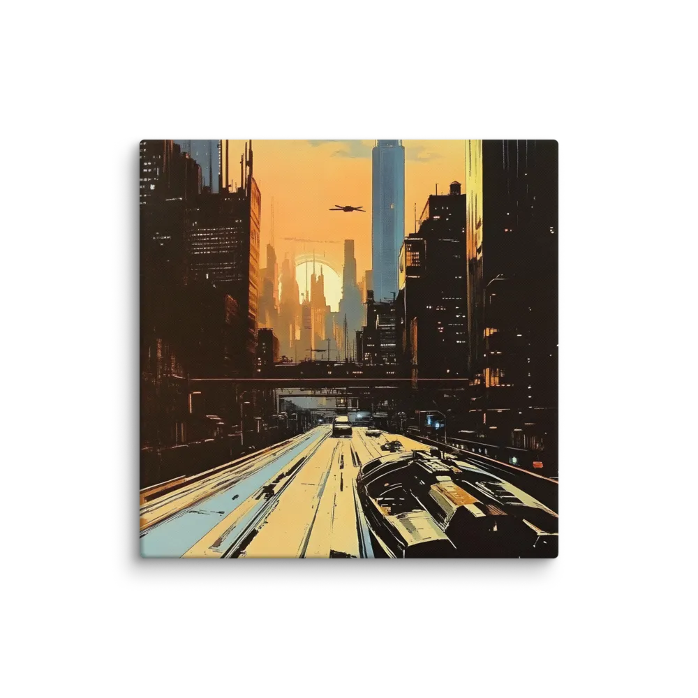 Metro Nexus: A Futuristic Cityscape | Canvas | 37″×37″