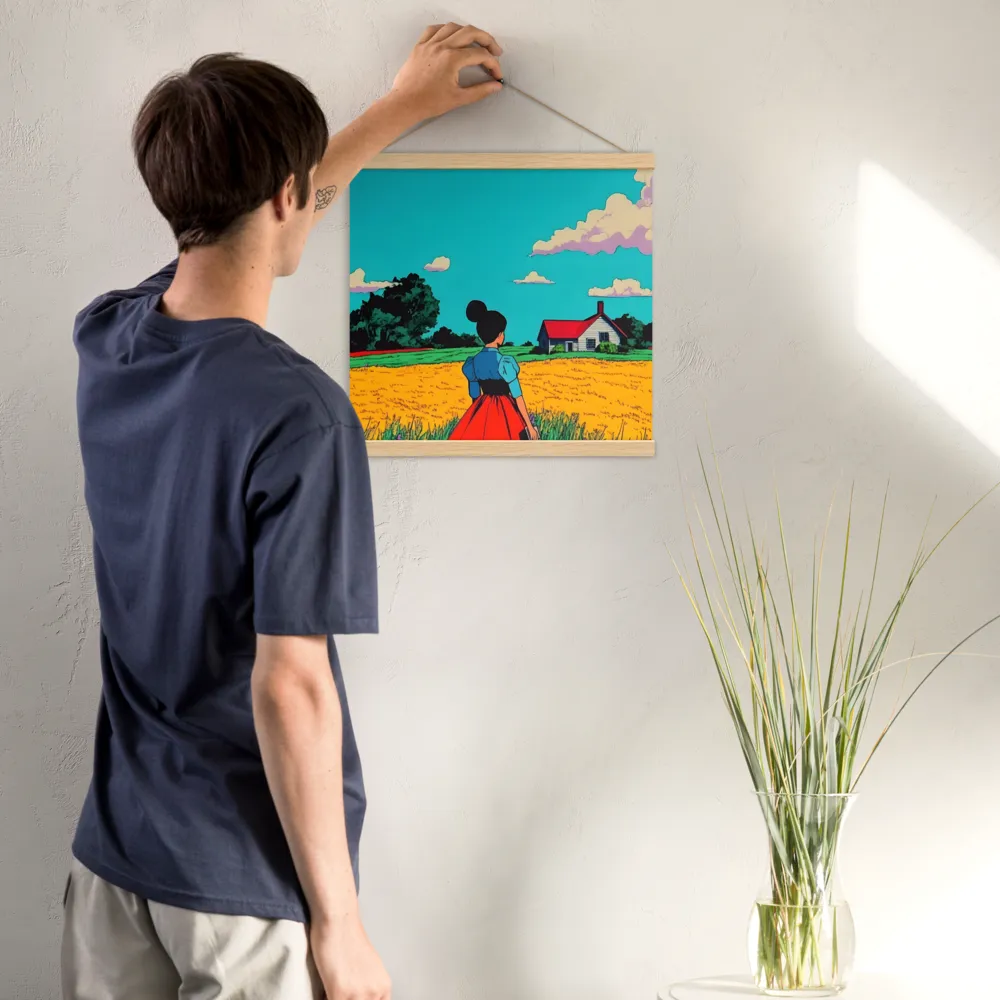 Whispers of a Sunlit Meadow | Poster With Oak Wood Hanger | 16″×16″