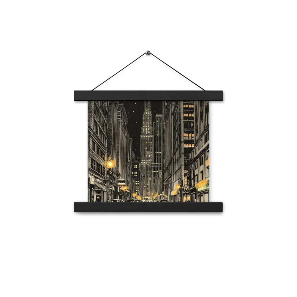 Whispers of the Night City | Poster With Black Wood Hanger | 10″×10″