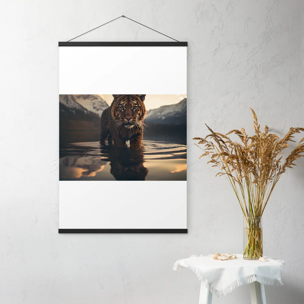 Majestic Reflection: The Tiger's Domain | Poster With Black Wood Hanger | 24″×36″