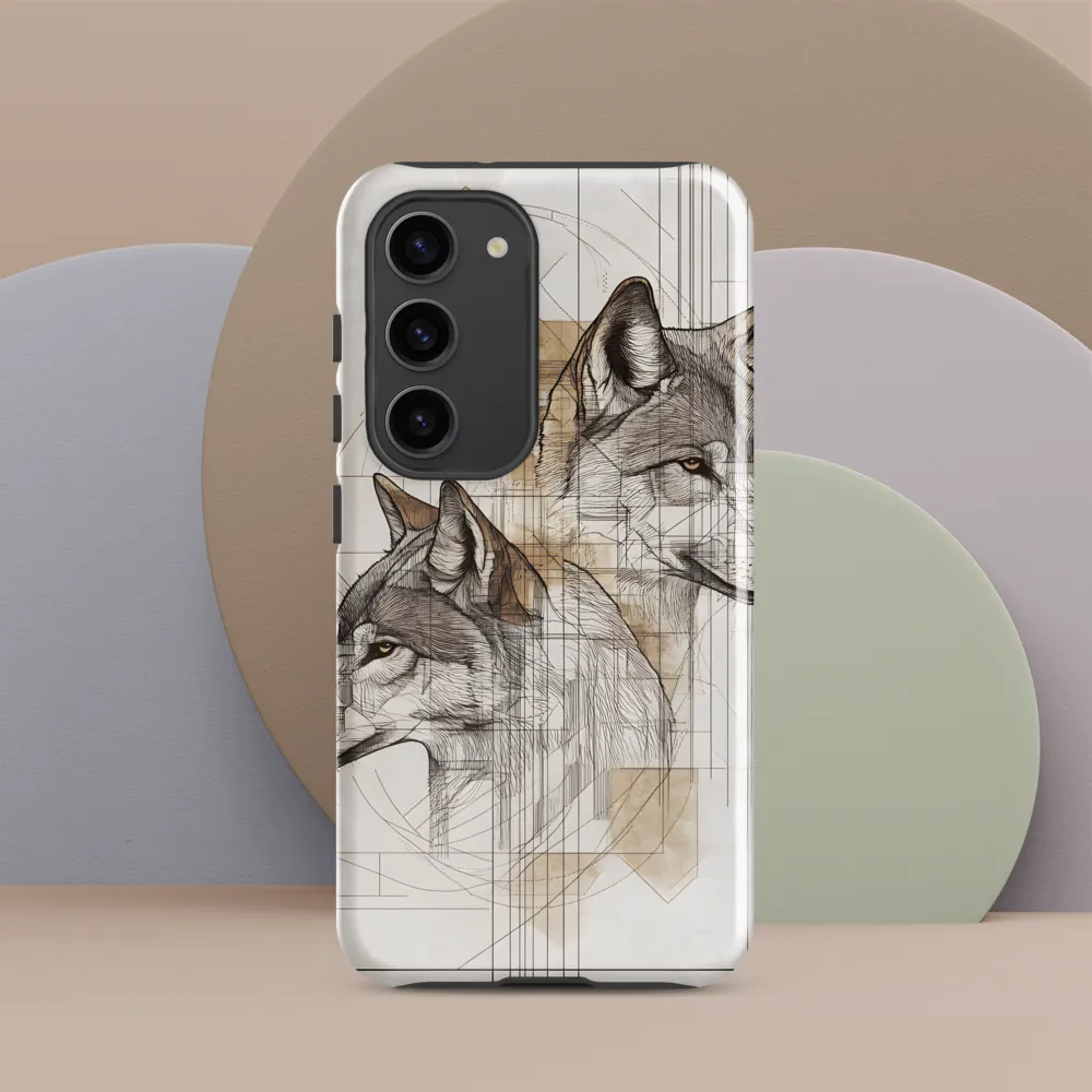 Geometric Harmony: The Essence of Wolves | Phone Case |  S23 | Tough Case | Glossy