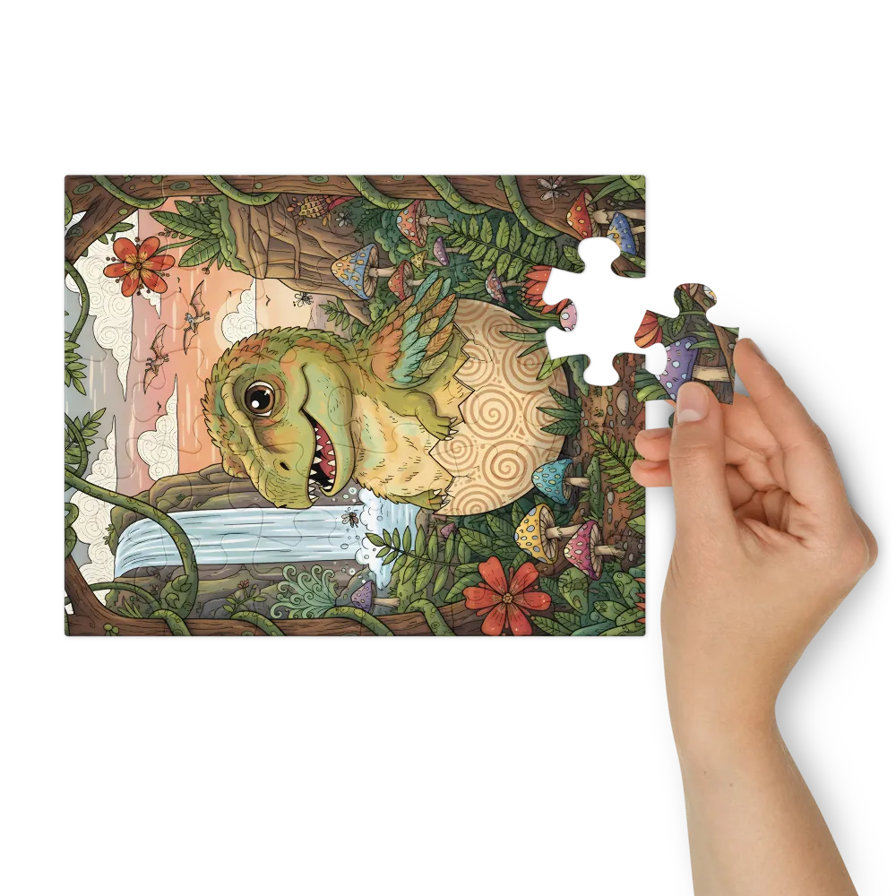 Dino Hatchling 
 Jigsaw Puzzle in Tin Box