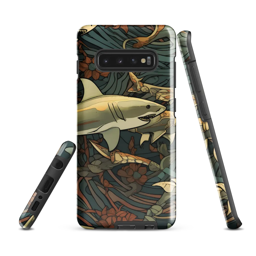 Dynamic Harmony of Sharks and Flora | Phone Case |  S10 Plus | Tough Case | Glossy